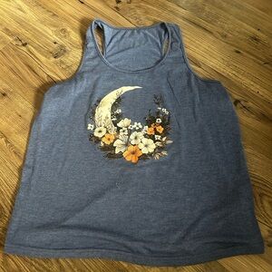 SHEIN Blue Floral Moon Tank Top size XL